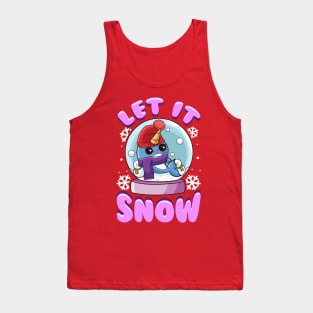 Let It Snow Narwhal Snow Globe Christmas Tank Top